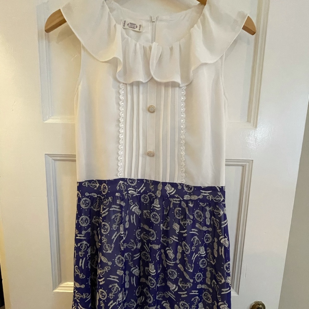 Taiwan Mini Dress, White Top and Purple Print